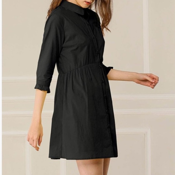 Allegra K Black Shirt Dress – Size L - Picture 2 of 4